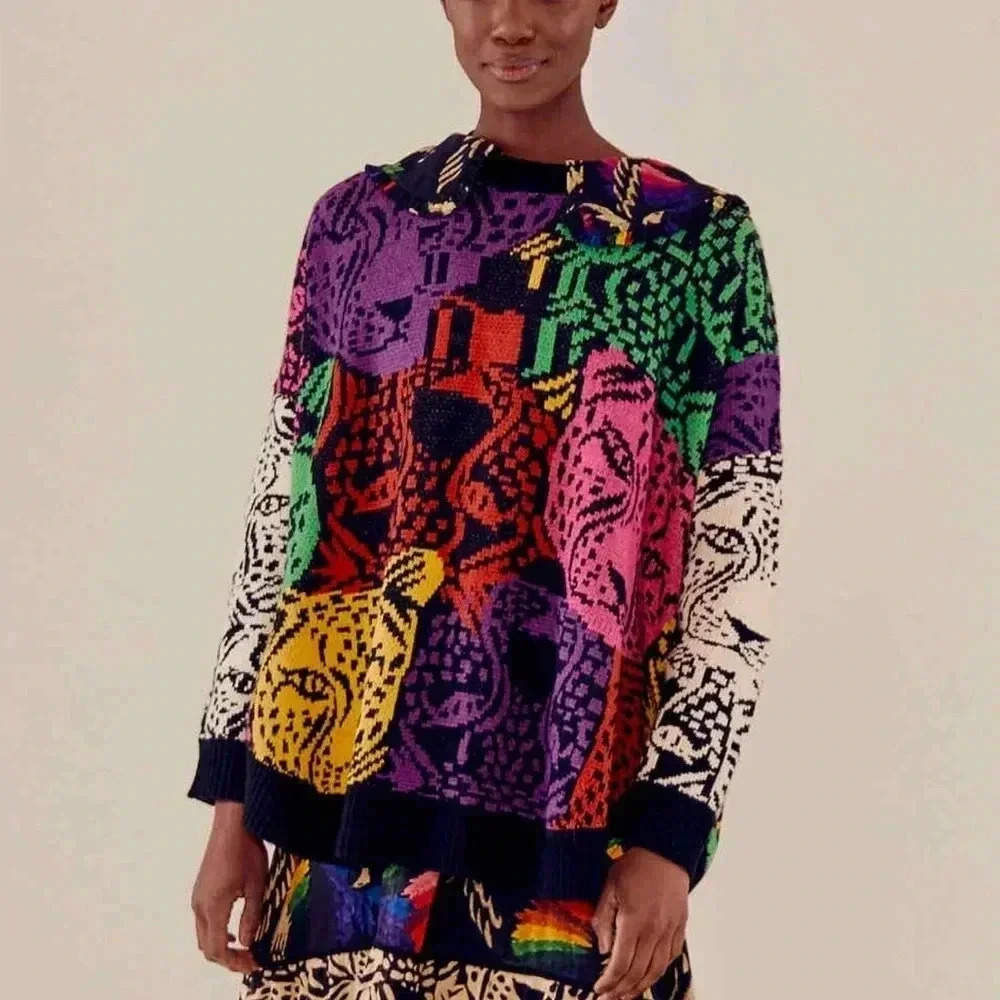FARM Rio // Mixed Midnight Leopards Sweater